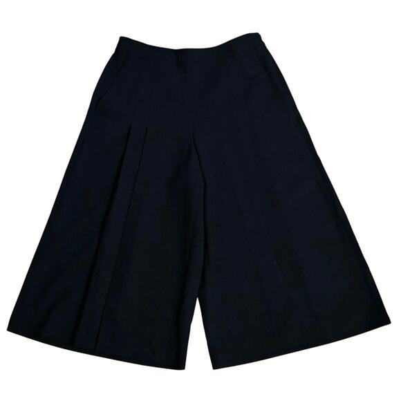 Lafayette 148 Pants - Lafayette 148 Size 8 Pleated Wide Leg Culottes Crops Pants Wool Blend Black
